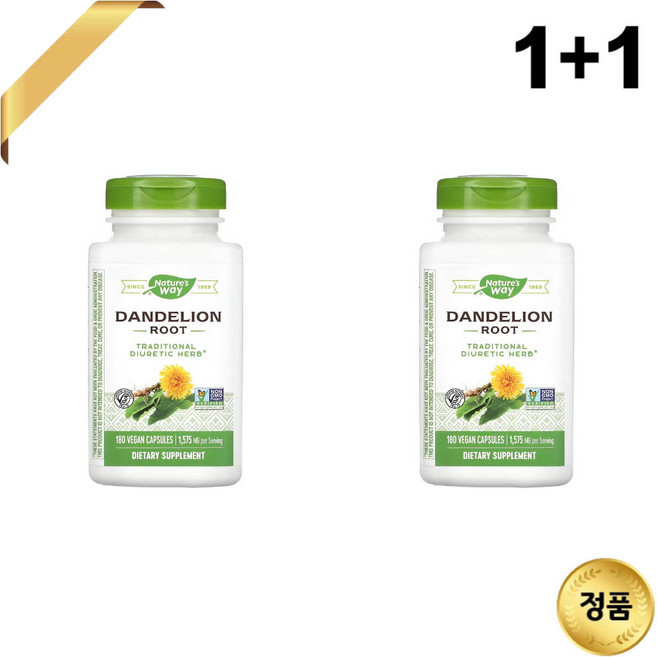 1+1 네이처스웨이 민들레 뿌리 추출물 525mg 180 베지 캡슐 식이섬유 비건, 180정