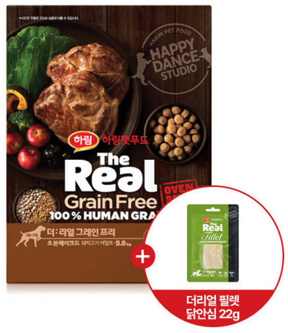 더리얼 그레인프리 오븐베이크드 돼지고기 어덜트 + 더리얼 필렛 닭안심, 1개, 5.8kg, 닭
