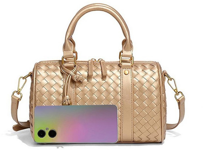 여성용 우븐 토트백 가죽 크로스바디 지갑 핸드우븐 사첼백 탑 핸들 핸드백 조절 가능한 어깨끈 포함 브라운. 미디엄 그외 각종 456348