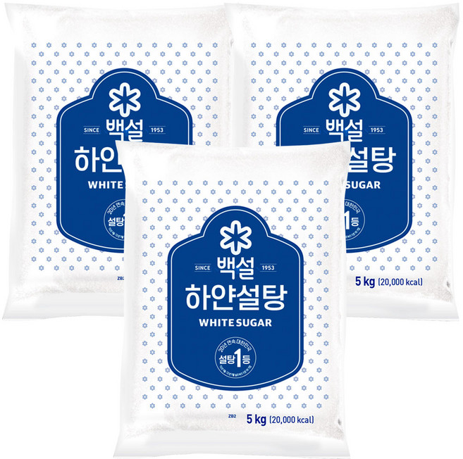 백설 하얀설탕, 5kg, 3개