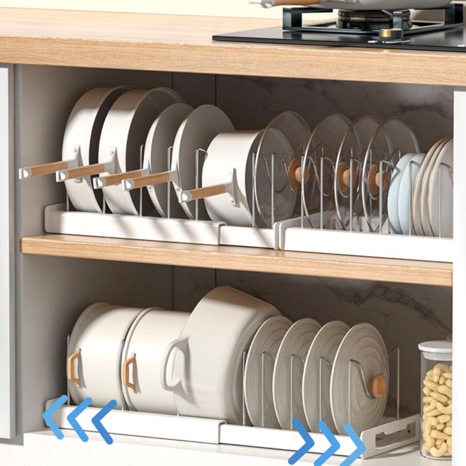 모노제이 확장형 스텐 후라이팬 정리대, 1개, 화이트