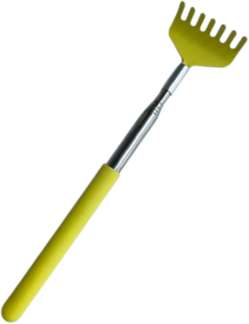 不鏽鋼 伸縮抓癢棒 抓癢按摩二合一, 黃色  五段伸縮不求人, 1個