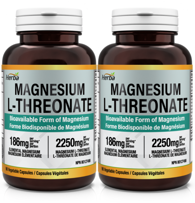 트레온산 마그네슘 90캡슐 L-트레온산 마그네슘 2250mg 허바 캐나다, 2개, 90정