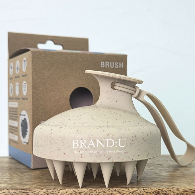 브랜드유 실리콘 샴푸 두피 브러쉬, 1개, 베이지