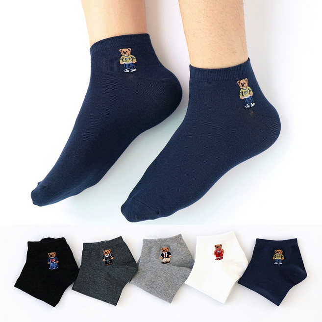 미모양 남성 캐릭터 포인트 패션양말 남자 발목 단목 양말 5켤레 세트