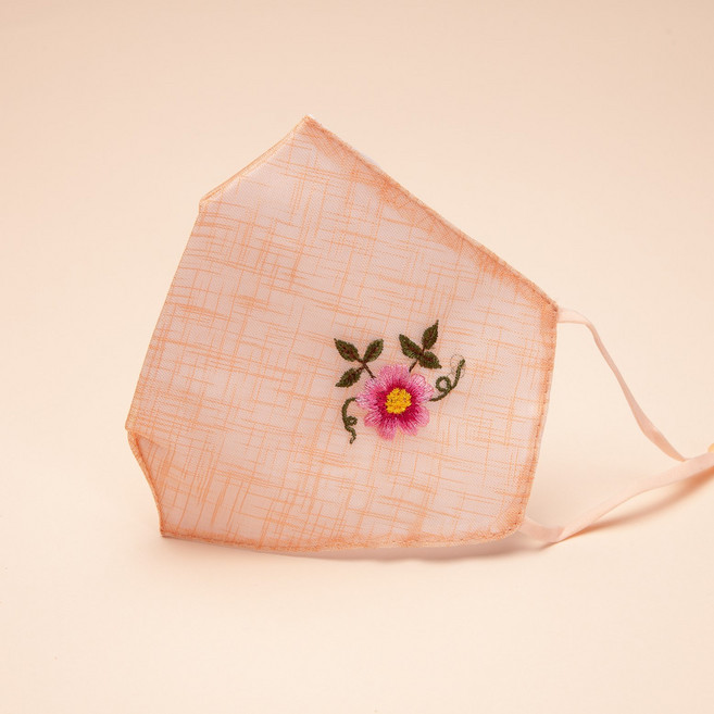 하마공방 전통 모시 꽃자수 숨쉬기 편한 필터교체 여름 쿨 한복 패션 마스크 성인 어린이