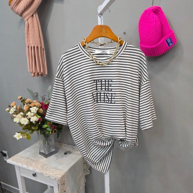 뮤즈 스트라이프 반팔티