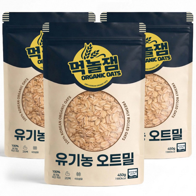 먹놀잼 유기농 오트밀, 450g, 3개
