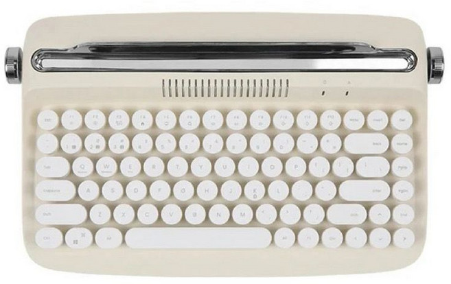 復古打字機藍牙鍵盤，適用於筆記型電腦、蘋果iPad、安卓裝置, 1個, 303英文按鍵鍵盤84鍵奶油黃