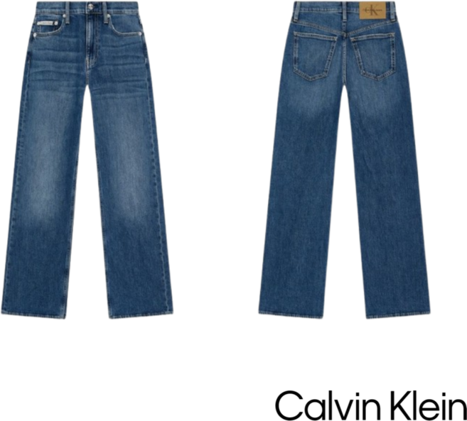 국내매장판 캘빈클라인 진 여성 청바지 하이라이즈 와이드핏 데님 사계절 페스티벌 여행 캠핑 조깅 대학생 직장인 데일리 기본 바지