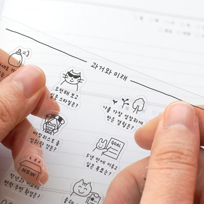 하찮은 질문 10장 세트 투명 리무버블 스티커, 알지알지 하찮은 질문스티커세트(B255)