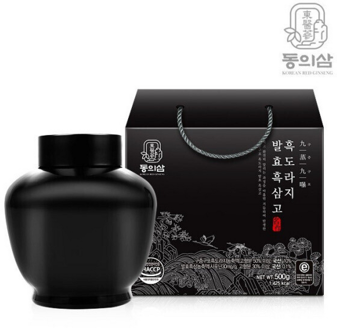 동의삼 흑삼 흑도라지청 진액 발효 흑삼고 농축액 흑도라지 맥아 진피 생강, 500g, 1