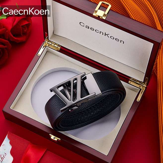CaecnKoen男士真皮長腰帶 高品質皮帶 真皮雙扣皮帶 商務休閒皮帶 頭層牛皮 腰帶 西裝皮帶男褲帶【奧特萊斯】