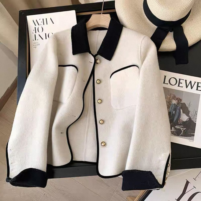 아톰닉 2026 여성용 가을겨울 디자인 감성 아우터용 시즌 전환용 카라넥 단추 긴팔 자켓