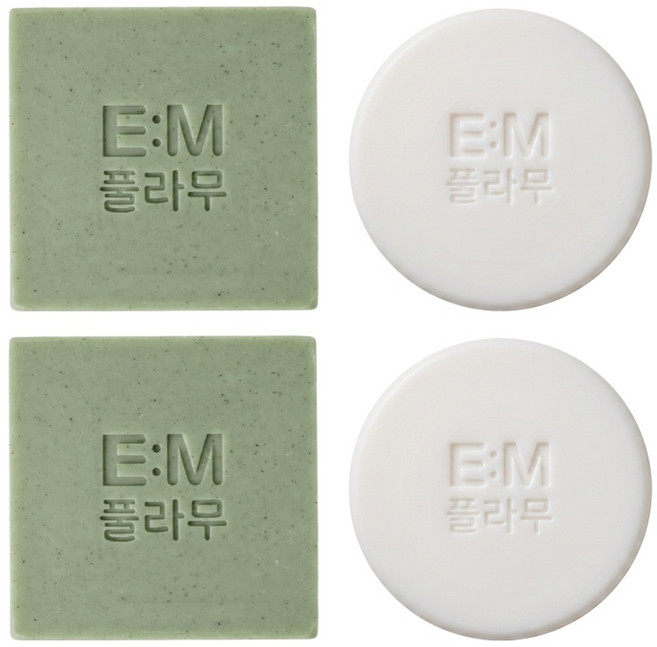 EM 프리미엄 발효비누2+진정 쑥비누2 저자극 노폐물제거 세안 세수 세정 피부자극 테스트완료, 4개입, 100g