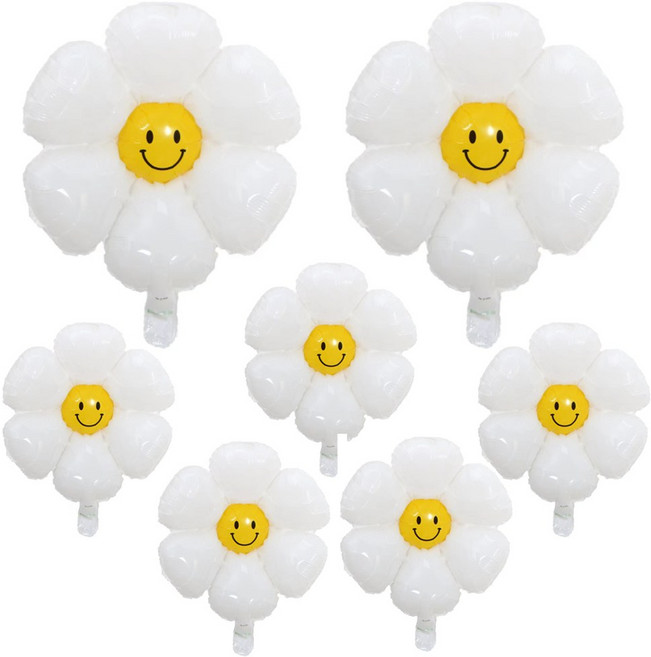 올리브파티 스마일 데이지풍선 소형5P 중형 2P 세트, 1세트