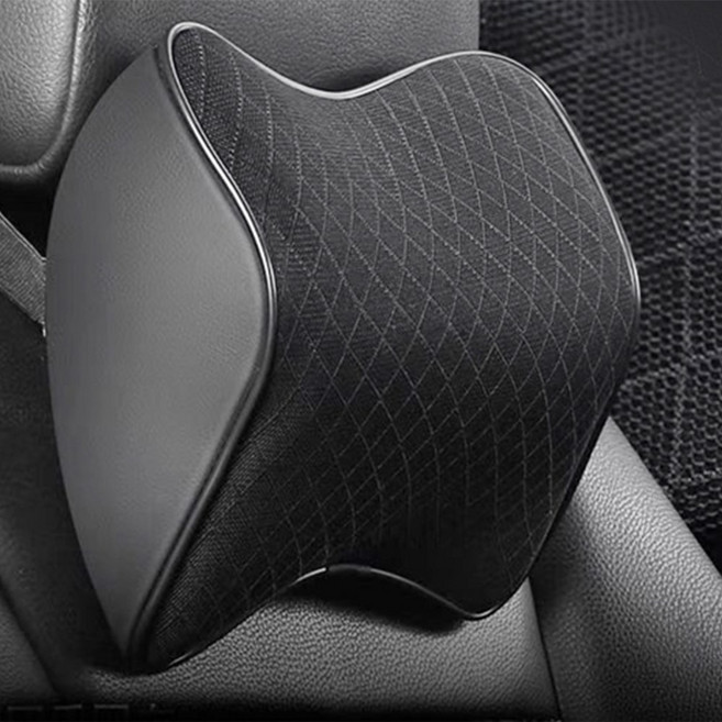 차량용 목쿠션 메모리폼 목쿠션 자동차 목베개 헤드레스트, 1개, 블랙