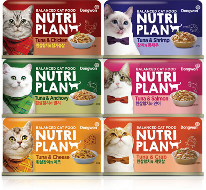 동원 뉴트리플랜 고양이캔 160g x 24개 고양이 대용량 습식캔 길냥이 길고양이 간식 통조림 12캔, 흰살참치 + 게맛살 혼합맛 x 12개입