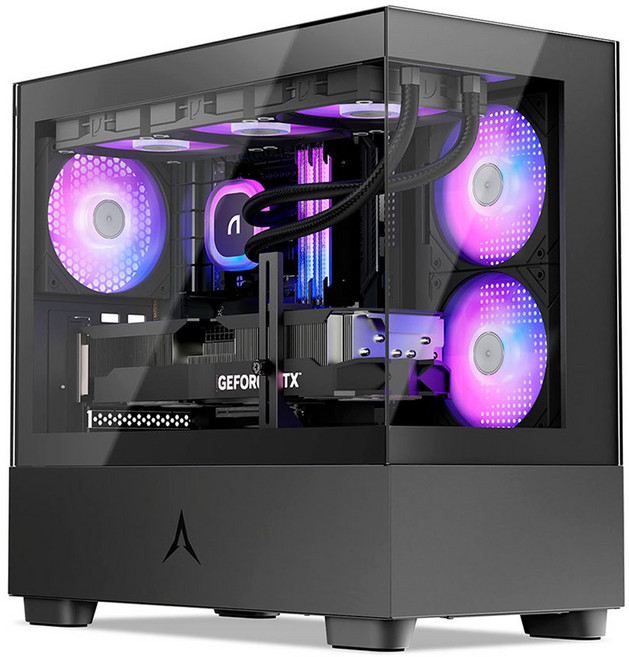 앱코 웨일샤크 파노라믹뷰 ARGB BTF 컴퓨터 케이스 미니타워 U40M 블랙, 1개