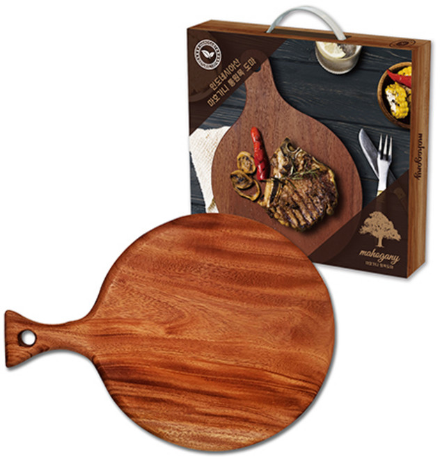 엠플리 마호가니 도마 플레이팅 원목, 우드(원형), 1개