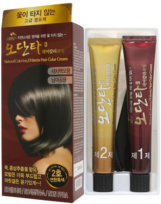 소망 꽃을든남자 오단타 옻안타는 헤어칼라크림 염색약, 2호 연한흑색, 1개