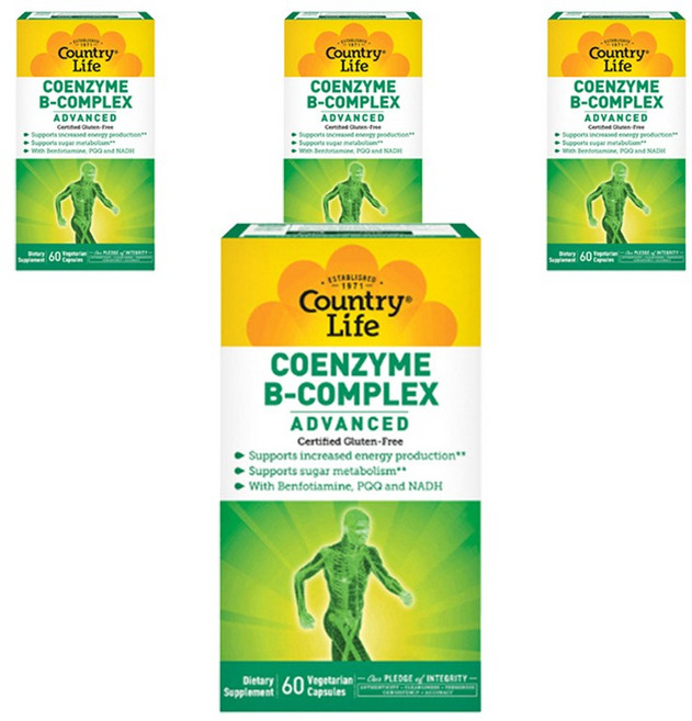 컨트리라이프 코엔자임 B-컴플렉스 어드밴스드 베지테리안 캡슐, 4개, 60정