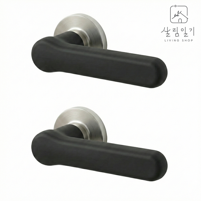살림일기 실리콘 문손잡이커버 (2P), 실리콘 문손잡이-블랙(2P)