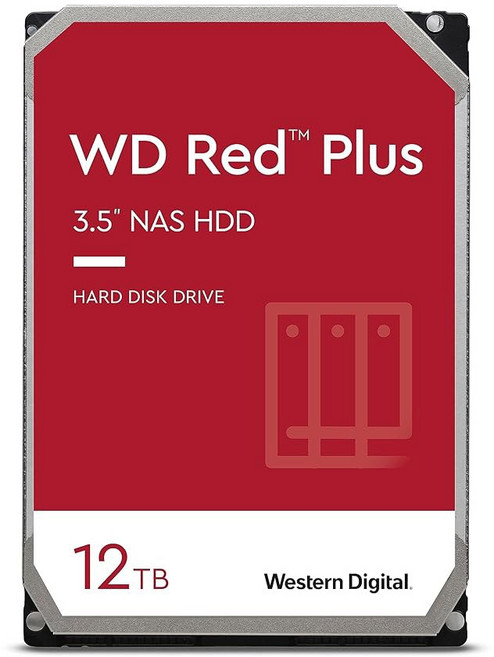 웨스턴 디지털 6TB WD 레드 플러스 NAS 내장 하드 드라이브 HDD - 5400RPM SATA 6Gb/s CMR 64MB 캐시 3.5인치 WD60EFRX, 12TB