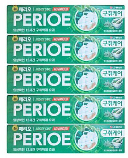 [LG생활건강] 페리오 (브레쓰케어 어드밴스 치약 4P 2set) 임상완료 구취케어 로즈마리 유칼립투스 8개, 150g
