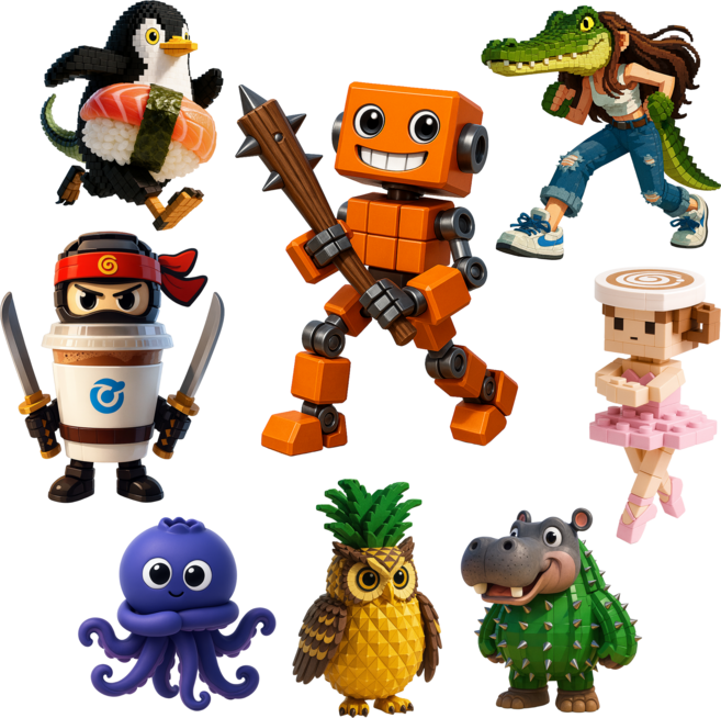 이탈리안 브레인롯 랜덤 뽑기 조립블럭 배틀팩, 10개