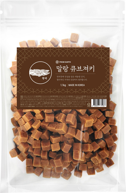 개기월식 강아지 말랑 큐브 져키, 황태, 1.1kg, 1개