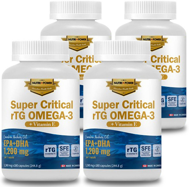뉴트리파워 고함량 초임계 알티지 오메가3 고순도 1360mg 180캡슐, 180정, 4개