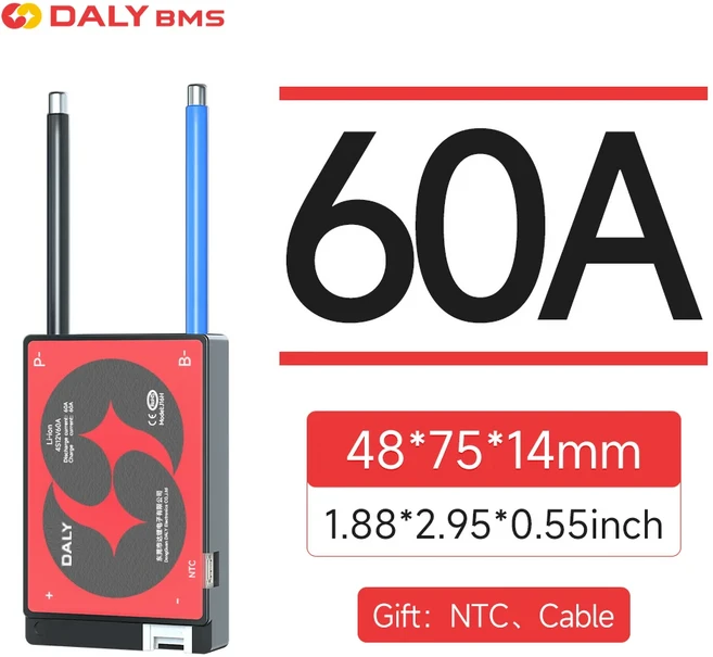 DALY BMS 리튬이온 10S 36V 48V LFP (NTC 포함) 15A 20A 하드웨어, 11 Lifepo4 8S 24V, 01 CHINA, 04 60A NTC