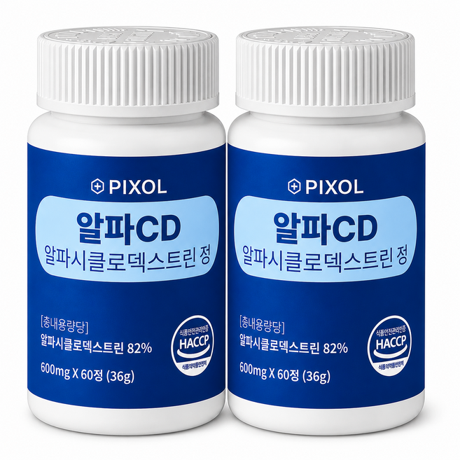 픽솔 알파CD 알파시클로덱스트린 알파시디 HACCP 난소화성말토덱스트린 알파씨디, 2개, 60정