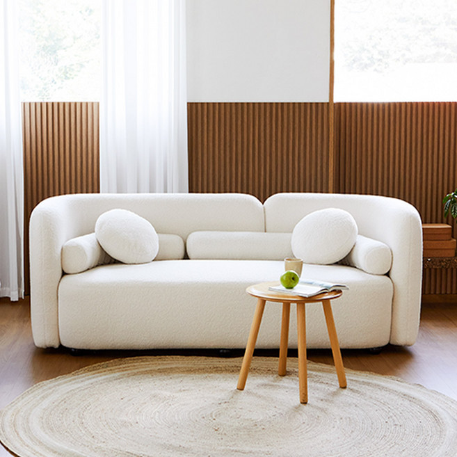 베스트리빙 전참시 몽글몽글 부드러운 양털소파/부클레소파/뽀글이소파/1인소파/좌식소파/3인소파/카우치소파/보조의자 소파모음 3color, 아이보리, 04.3인소파