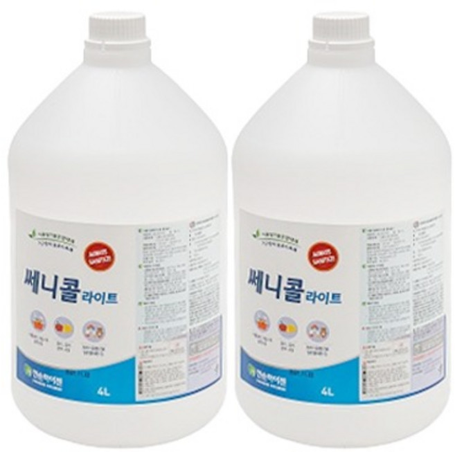 (주)한손하이젠 쎄니콜 라이트 살균소독제 450ml 인체무해 발효알콜, 4L, 2개