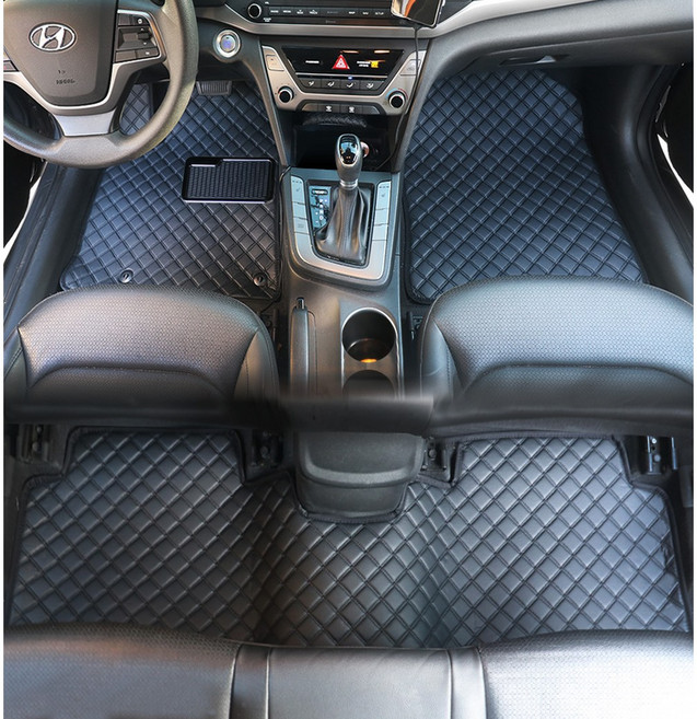 지엠지모터스 자동차 매트 카매트 퀼팅 가죽 바닥 장판 시공 효과 1열 2열 플로어 호환매트, 올블랙