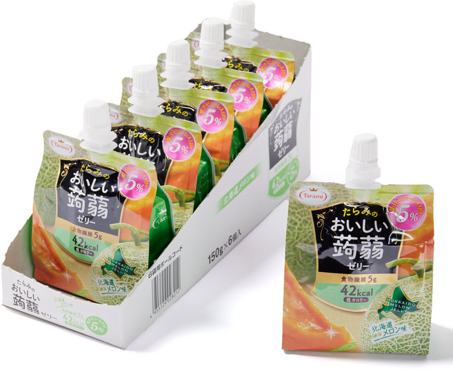 Tarami 타라미 맛있는 곤약젤리 홋카이도 멜론맛 150g X 6개세트 일본젤리 일본간식 일본곤약젤리 저칼로리, 6개