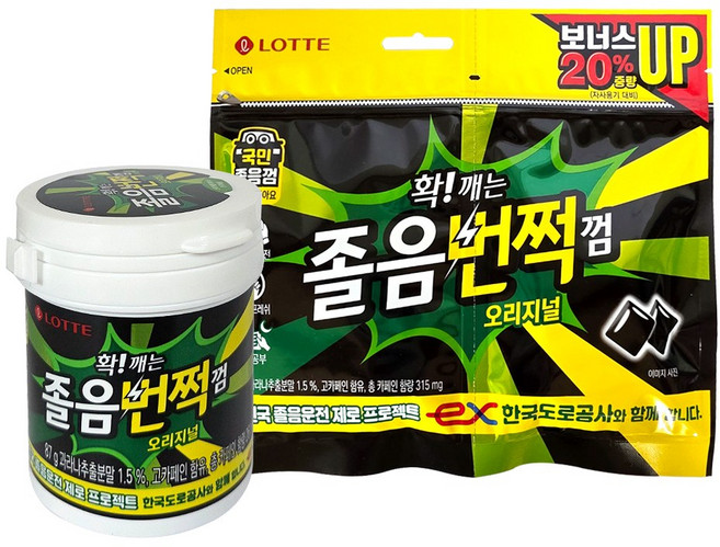 확! 깨는 국민 졸음번쩍껌 (용기) 87g + (리필) 105g, 1개