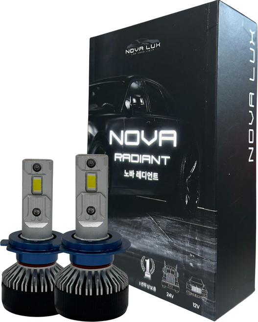 노바럭스 70W 초극강 밝기 LED 전조등 라이트 화이트 색상 전차종 장착 가능 H1 H3 H4 H7 H8 9005 9006 881, 1세트
