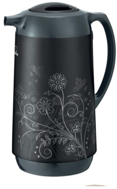 日本製 ZOJIRUSHI 象印 玻璃內膽保溫壺1L AHGB-10D 咖啡壺 養生壼 1000ML 保冷保溫瓶, 黑色, 1個