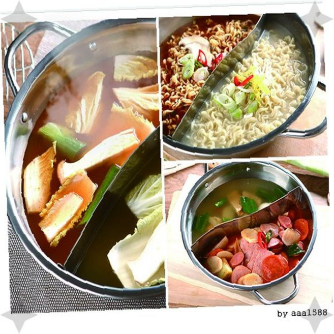 가정용 이중 칸막이 분리형 전골 샤브샤브 훠궈 탕 요리 스테인리스 조리 용기, 1개, 반반냄비만, 상세페이지 참조
