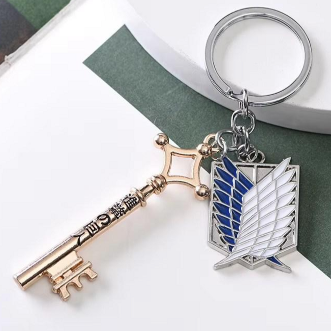 진격의 거인 키링 에렌 예거 지하실 열쇠 고리 조사병단 굿즈, 1개, 브라운