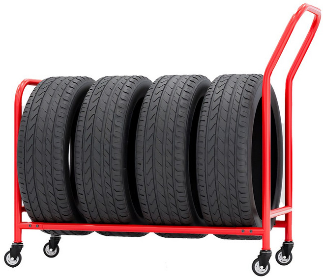 타이어랙 진열 철제렉 자재랙 보관대 중량렉 전시대, 1개, 레드