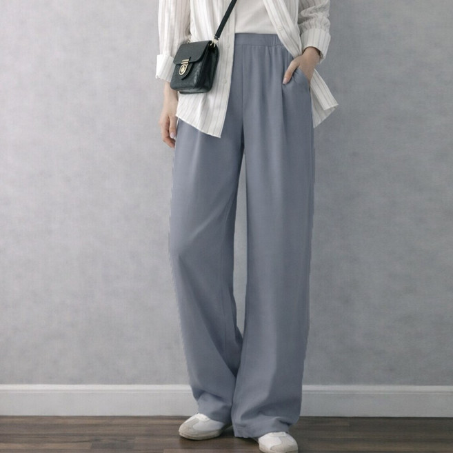 핏 예쁜 이지 핀턱 와이드팬츠 55~100 빅사이즈 여성의류 밴딩 슬랙스