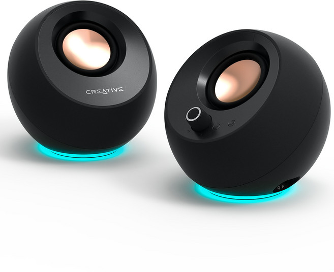 크리에이티브 PEBBLE PRO BLACK RGB 스피커 (USB-C/블루투스/AUX 지원)