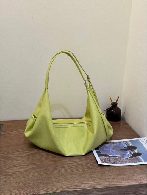 VENUSY 正韓 半月單肩腋下包 輕巧大容量 霧面皮革 嫩粉/芥黃/象牙白