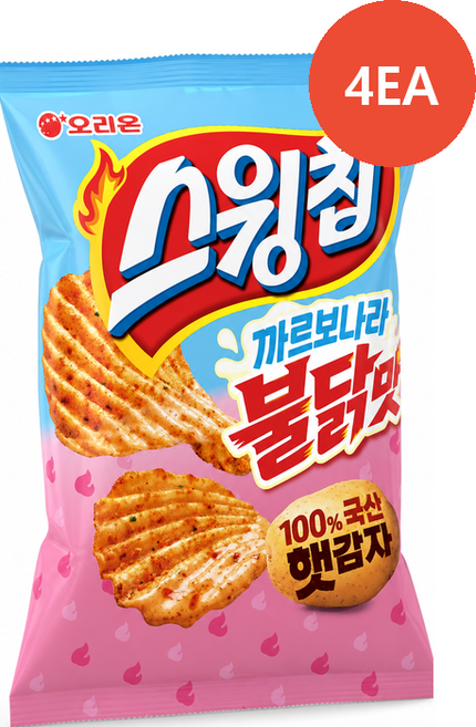 오리온 스윙칩 까르보나라불닭맛 (112G), 4개, 112g