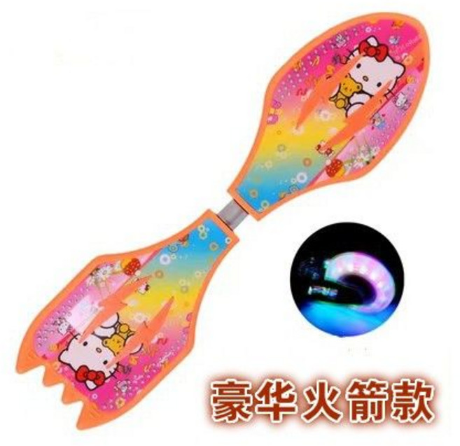 雙輪活力板 兒童成人搖擺夜光蛇板 蜘蛛俠, 1個, 豪華款火箭板粉色KT貓