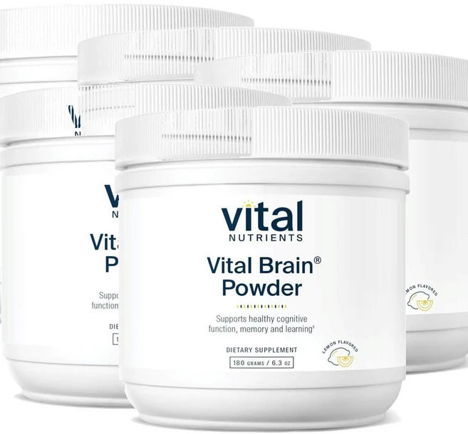 바이탈 뉴트리언츠 바이탈 브레인 파우더 포스파티딜세린 아세틸-L-카르니틴 레몬맛 Vital Nutrients Vital Brain Powder, 180g, 5개 - 쿠팡